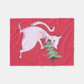 Couverture Polaire Chat de Noël Drôle Mal Kitty Xmas Arbre (Devant (Horizontal))