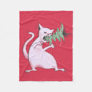 Couverture Polaire Chat de Noël Drôle Mal Kitty Xmas Arbre