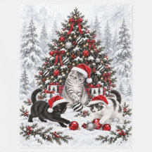 Chat de Noël Méfait Aquarelle