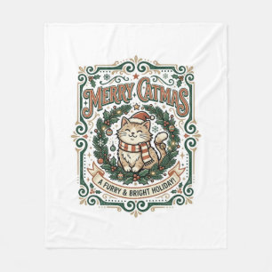 Couverture Polaire Chat de Noël Merry Catmas Chemise d'art vectoriel