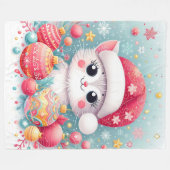 Couverture Polaire Chat de Noël mignon et coloré (Devant (Horizontal))