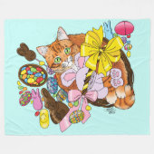 Couverture Polaire Chat de Pâques Orange (Devant (Horizontal))