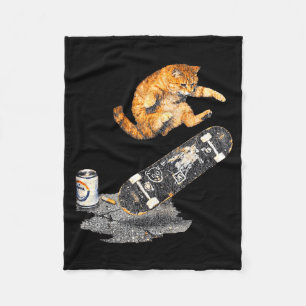 Couverture Polaire Chat de skateboard rue mème drôle chaton grunge