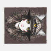 Couverture Polaire Chat de sorcière Halloween Déplaisant Portrait mig (Devant (Horizontal))