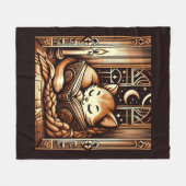 Couverture Polaire Chat De Style Art Déco Dormir Avec Livre (Devant (Horizontal))