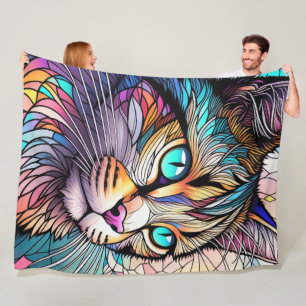 Couverture Polaire Chat de style Verre verni aquarelle
