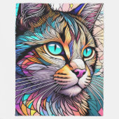 Couverture Polaire Chat de style Verre verni aquarelle (Devant)