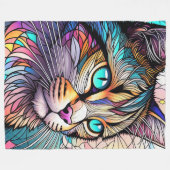 Couverture Polaire Chat de style Verre verni aquarelle (Devant (Horizontal))