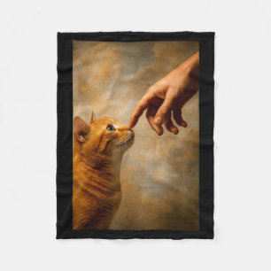 Couverture Polaire Chat de Tokyo avec chapeau de paille et tasse de t