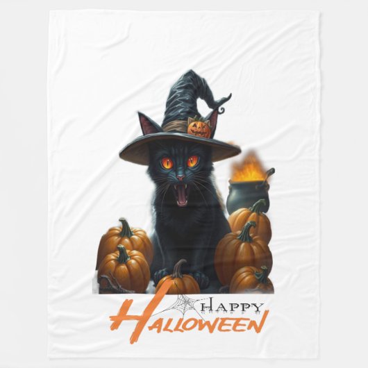 Couverture Polaire Chat d'Halloween (Devant)
