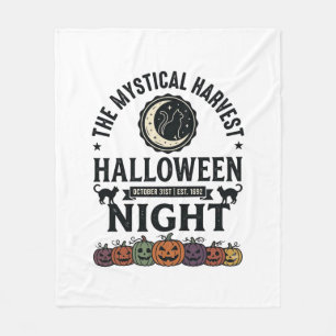 Couverture Polaire Chat d'Halloween Chats noirs Citrouilles Vintage D
