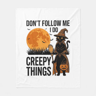 Couverture Polaire Chat d'Halloween Choses Effrayantes Sorcière Drôle
