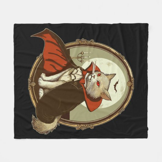 Couverture Polaire Chat d'Halloween, Comte Catula (Devant (Horizontal))