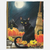 Couverture Polaire Chat d'Halloween noir (Devant)