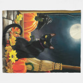 Couverture Polaire Chat d'Halloween noir (Devant (Horizontal))
