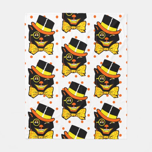 Couverture Polaire Chat d'Halloween vintage en haut (Devant)