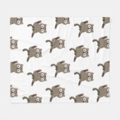 Couverture Polaire Chat drôle (Devant (Horizontal))