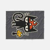 Couverture Polaire Chat drôle avec chapeau de champignon Chat noir av (Devant (Horizontal))