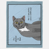 Couverture Polaire Chat Drôle Fête des Mères Chat Gris Bleu (Devant)