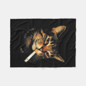 Couverture Polaire Chat drôle fumant cigarette Mème idiot Kitten Bra (Devant (Horizontal))