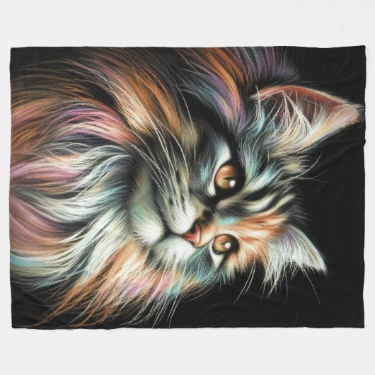 Couverture Polaire Chat dur Pastel en noir (Devant (Horizontal))