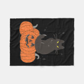 Couverture Polaire Chat Éffrayant Halloween avec Citrouille (Devant (Horizontal))