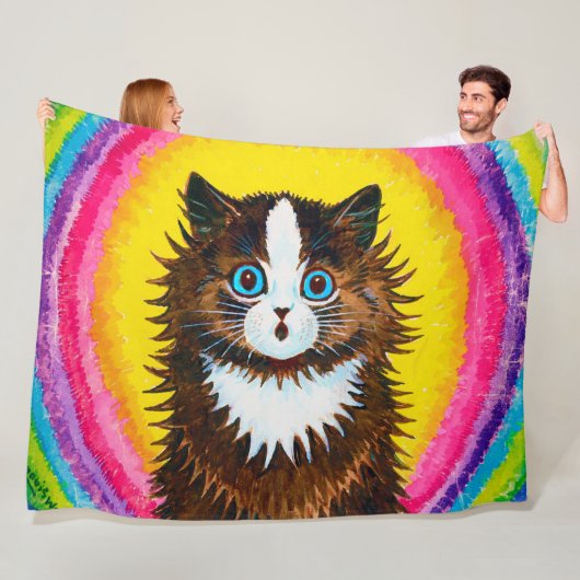 Couverture Polaire Chat en arc-en-ciel, Louis Wain (En situation)