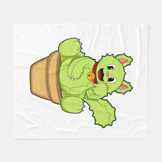 Couverture Polaire Chat en cactus (Devant (Horizontal))