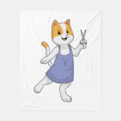 Couverture Polaire Chat en coiffeur avec ciseaux (Devant)