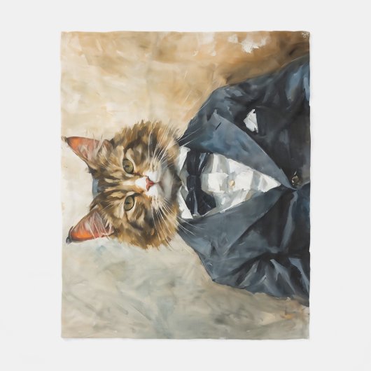 Couverture Polaire Chat en costume (Devant)