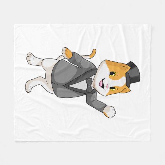 Couverture Polaire Chat en tant que groom avec ruban (Devant (Horizontal))