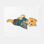 Couverture Polaire Chat en tant que secrétaire avec ordinateur portab (Devant (Horizontal))