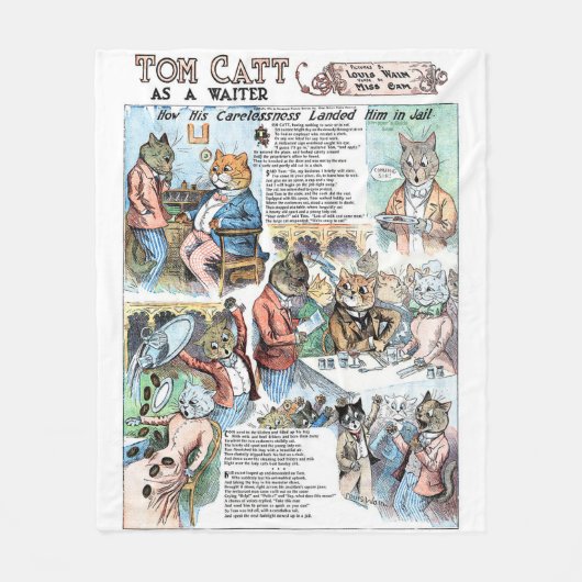 Couverture Polaire Chat en tant que serveur, Louis Wain (Devant)