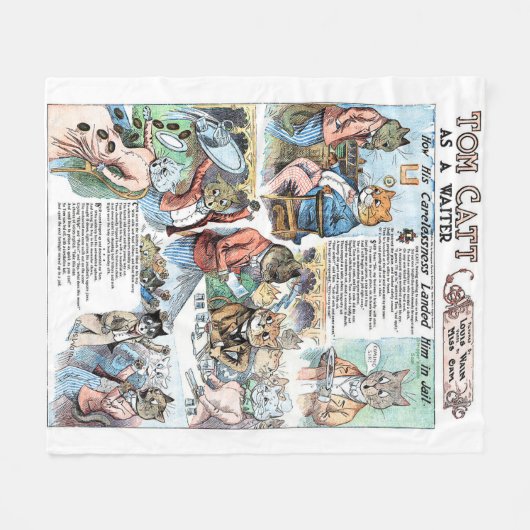 Couverture Polaire Chat en tant que serveur, Louis Wain (Devant (Horizontal))