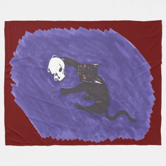 Couverture Polaire Chat et crâne (Devant (Horizontal))