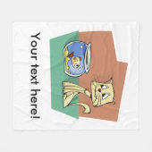 Couverture Polaire Chat et cuvette de poisson (Devant (Horizontal))