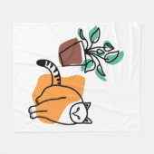 Couverture Polaire Chat et le plante (Devant (Horizontal))