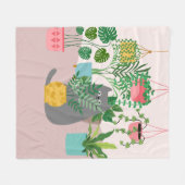 Couverture Polaire Chat et Plantes (Devant (Horizontal))
