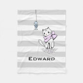 Couverture Polaire Chat et poisson blanc testé (Devant)