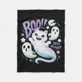 Couverture Polaire Chat fantôme Boo Kitty Halloween (Devant)