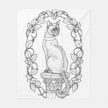 Chat fier sur une colonne classique avec du houx