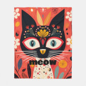 Couverture Polaire Chat floral Modeste Boho Retro du milieu du siècle (Devant)