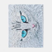 Couverture Polaire Chat Fluffy aux Yeux Bleus (Devant)