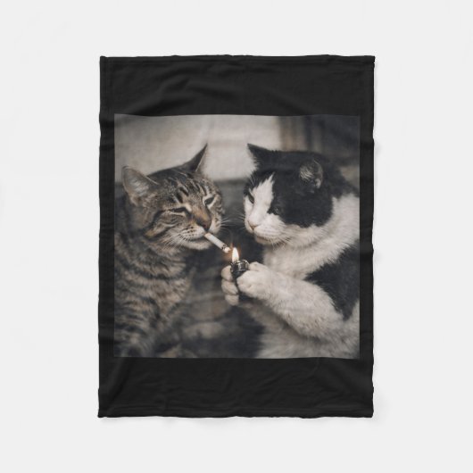 Couverture Polaire Chat Fumeur Kitten Cigarette Mème Drôle Stupide (Devant)