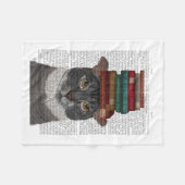 Couverture Polaire Chat gris avec des livres sur la tête (Devant (Horizontal))