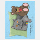 Couverture Polaire Chat gris ours en peluche (Devant)