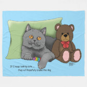 Couverture Polaire Chat gris ours en peluche (Devant (Horizontal))