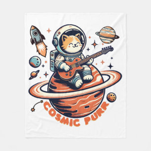 Couverture Polaire Chat guitariste astro Cosmic Purr