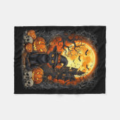 Couverture Polaire Chat Halloween Citrouille Noir (Devant (Horizontal))