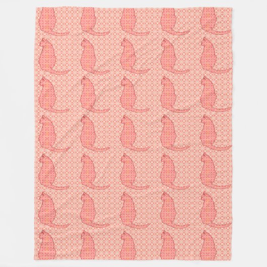 Couverture Polaire Chat Japonais - Batik Orange Corail (Devant)